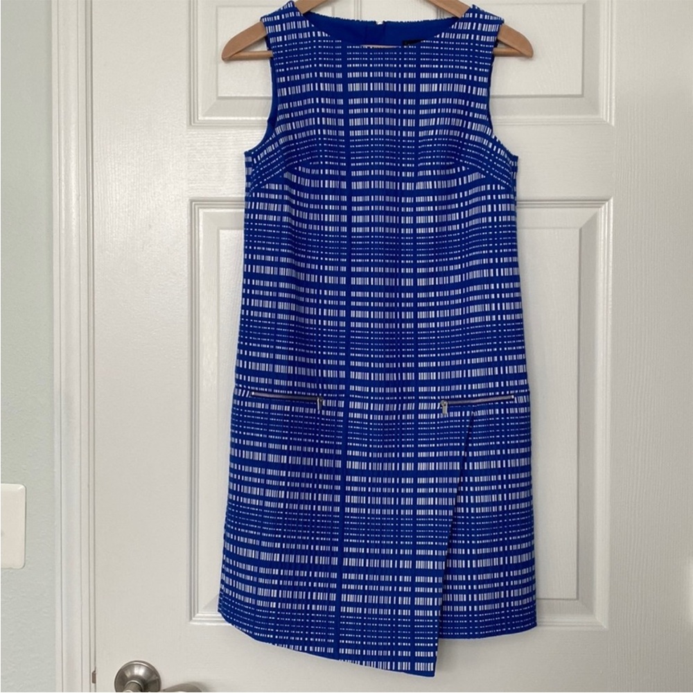 Banana Republic Blue and White Plaid Shift Dress Size 0